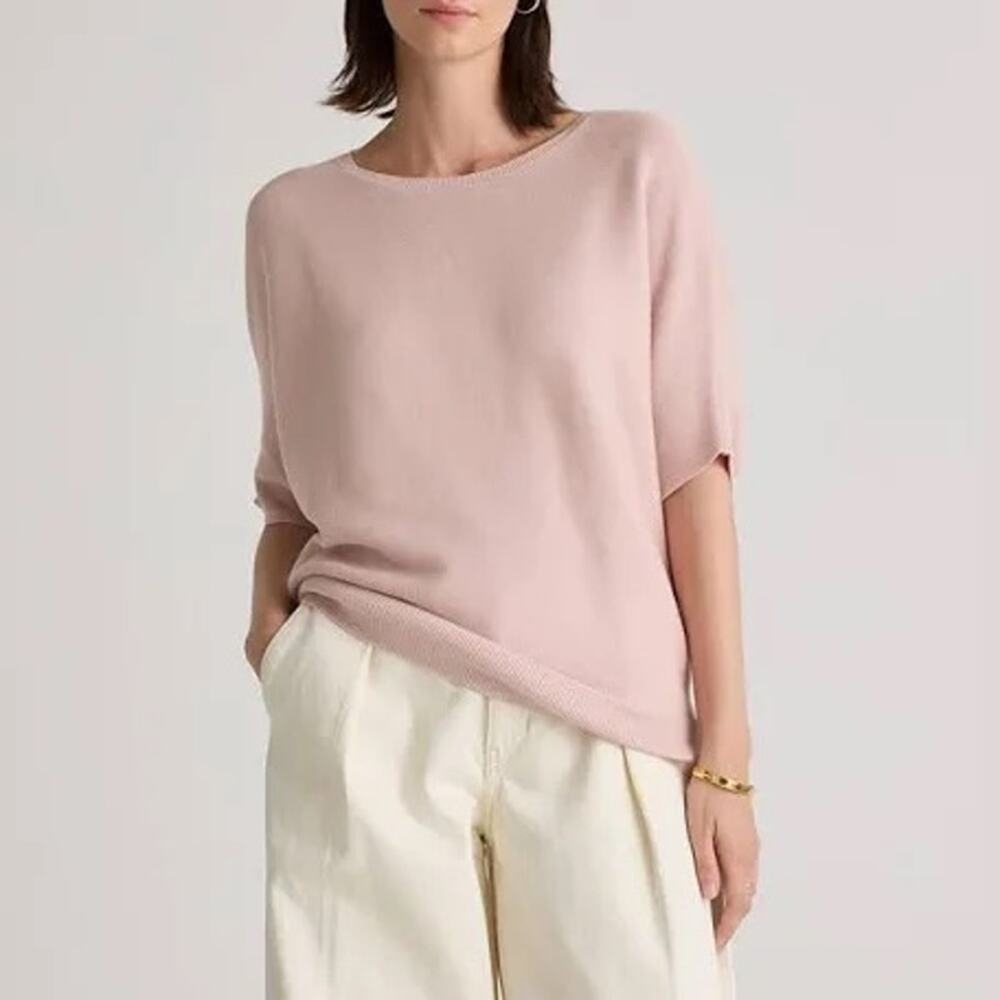 Quince Lightweight Cotton Cashmere Link-Stitch Dolman Sweater Size X Small